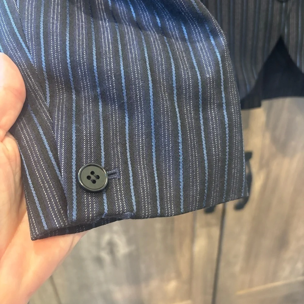Theory Women’s 12 Blazer Striped Black Blue wool Stretch - Picture 7 of 10